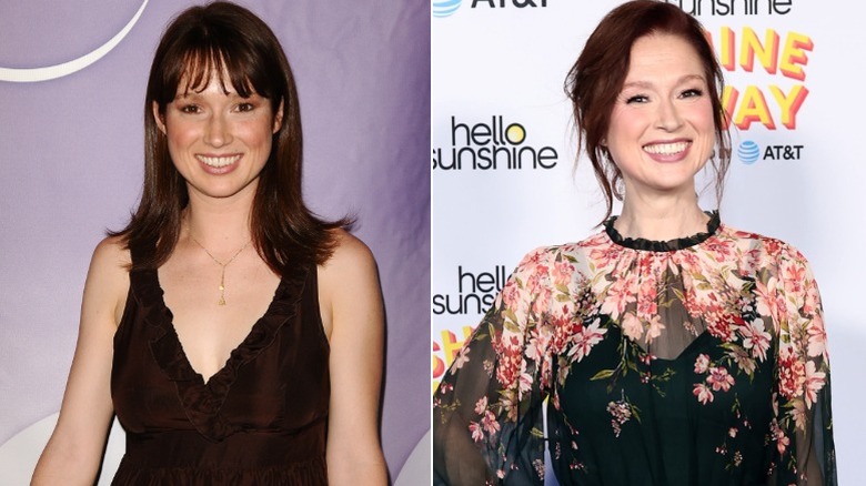 Ellie Kemper smiles at events in 2009 and in 2025