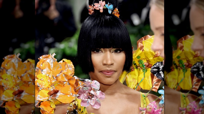 Nicki Minaj wearing florals at the Met Gala