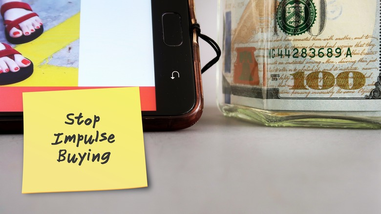 "Stop Impulse Buying" on note