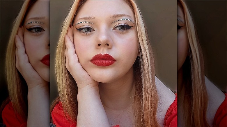 woman with silver black jeweled cut crease