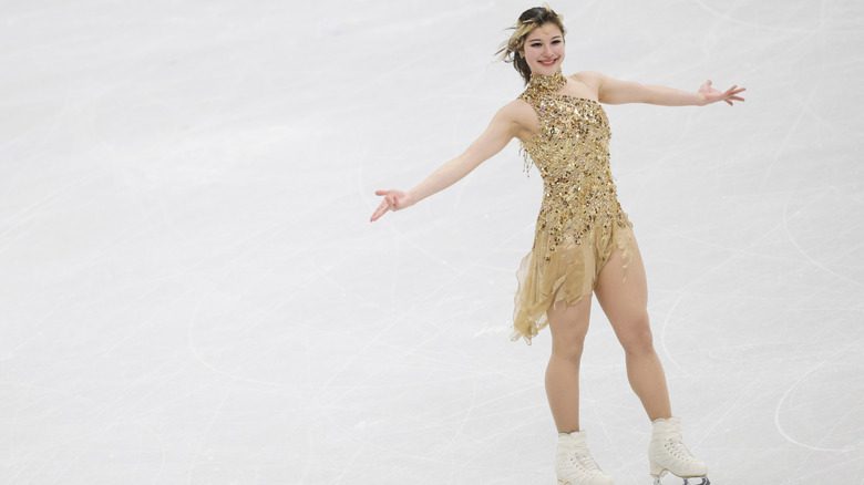 Alysa Liu performs a solo figure-skating routine at the 2026 Olympics