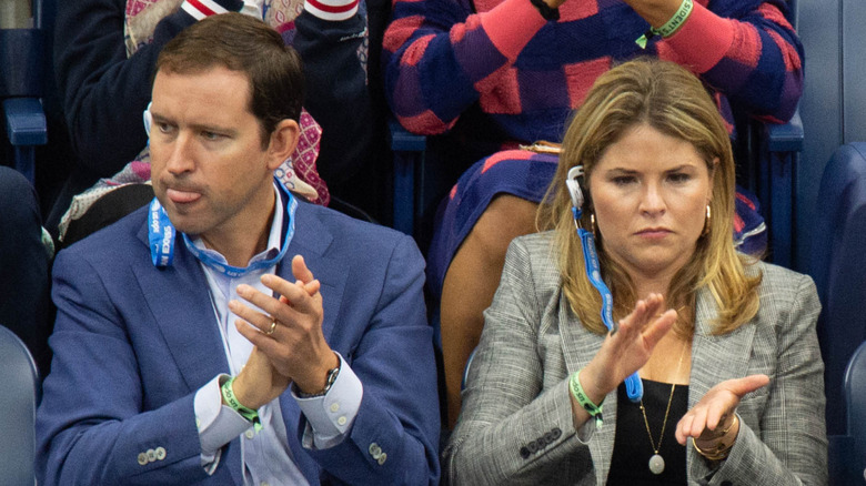 Henry Hager and Jenna Bush Hager looking bored at the 2018 U.S. Open.