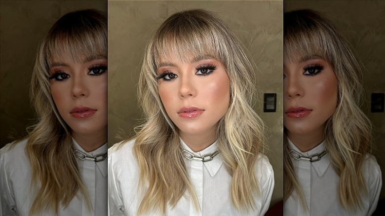 woman with wispy Birkin bangs 