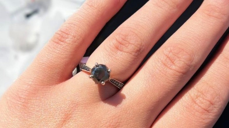 Round black diamond ring