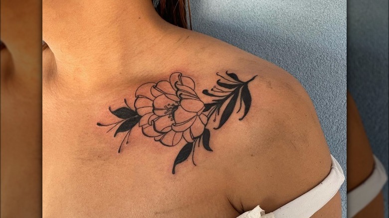 black ink flower tattoo