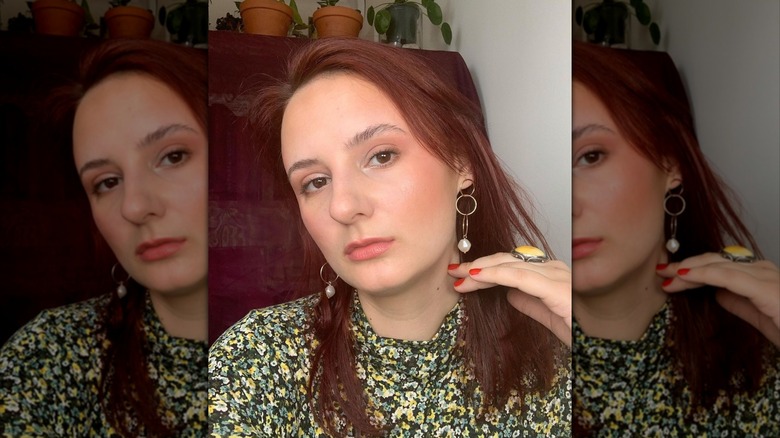 woman with blush on eyes