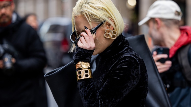woman wearing oversized cuff 
