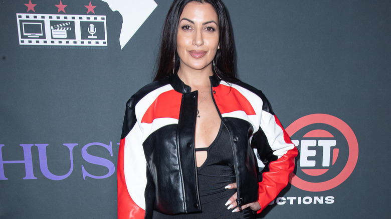 Red and black leather bolero