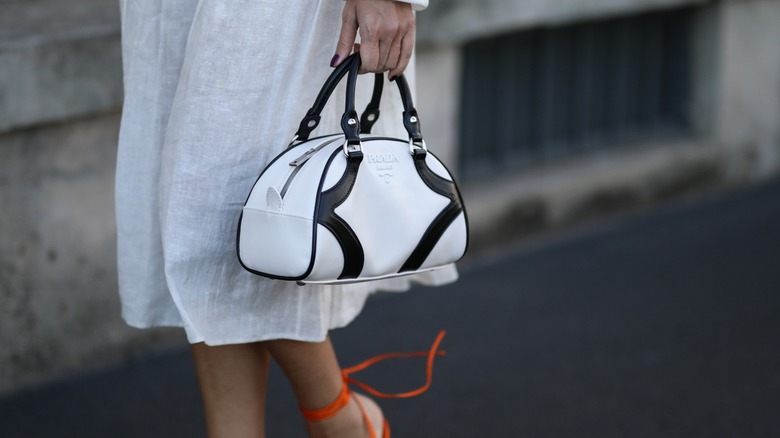 Black and white Prada bowler bag