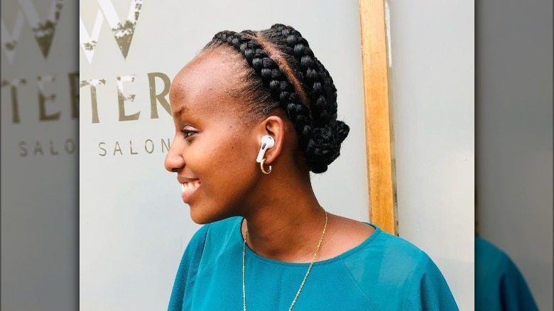 person with crown braids