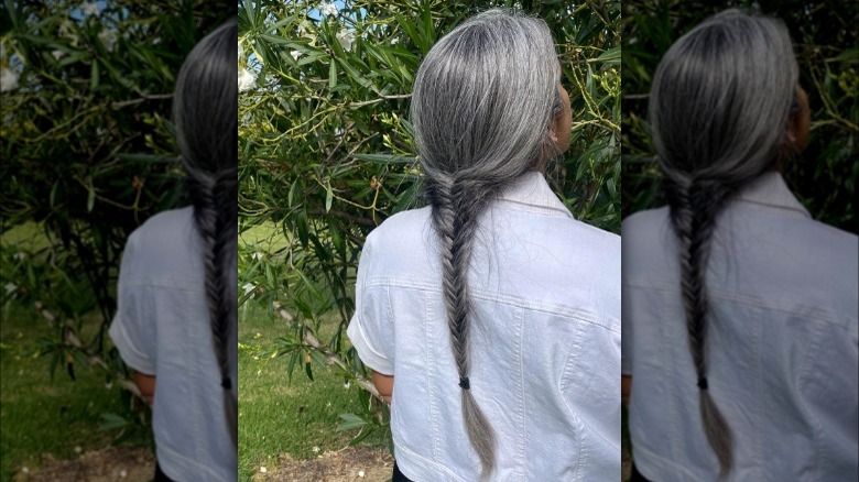 A woman with a fishtail braid