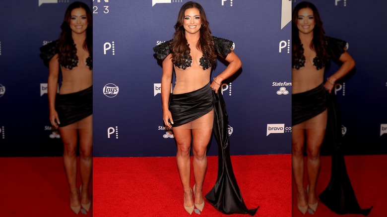 Malia White in barely there dress