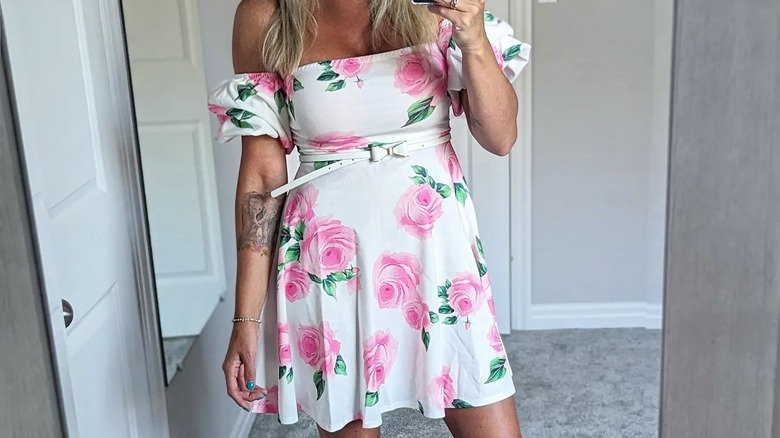 Rose print dress