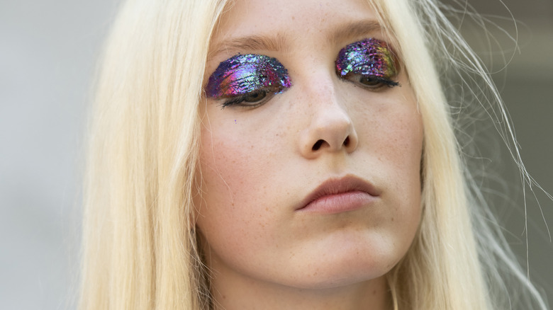 Girl wearing glitter eyeshadow