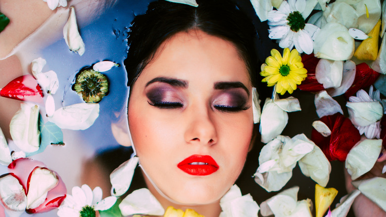 Girl wearing bright makeup