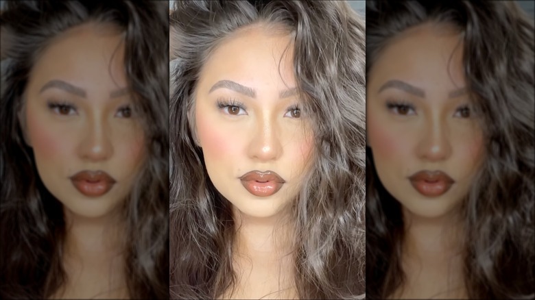 girl with a dark brown lip