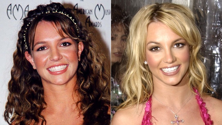 Britney Spears in 1998 and 2002