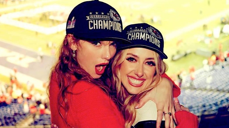 Taylor Swift hugging Brittany Mahomes
