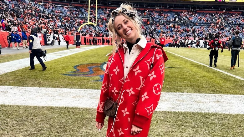 Red LV coat LV scarf