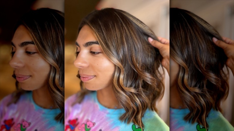 Brown hair with bronze highlights