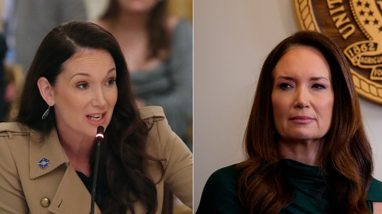 Brooke Rollins photogrpahed speaking in 2022 vs Brooke Rollins photographed in 2025