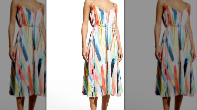 Brushstroke dress with tie