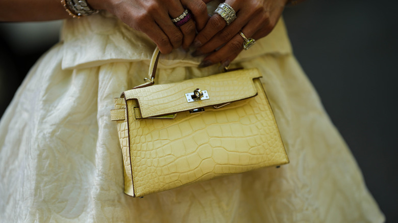 Yellow compact purse and skirt