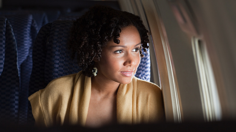 woman on a plane