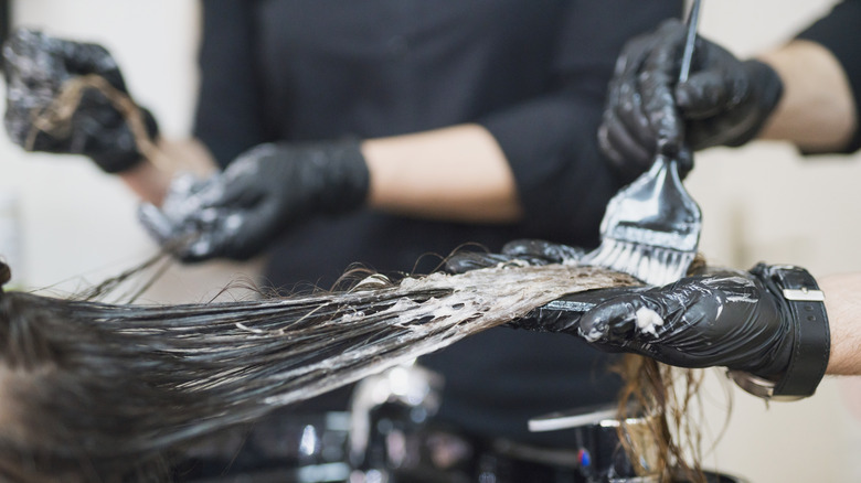 Woman's hair being dyed