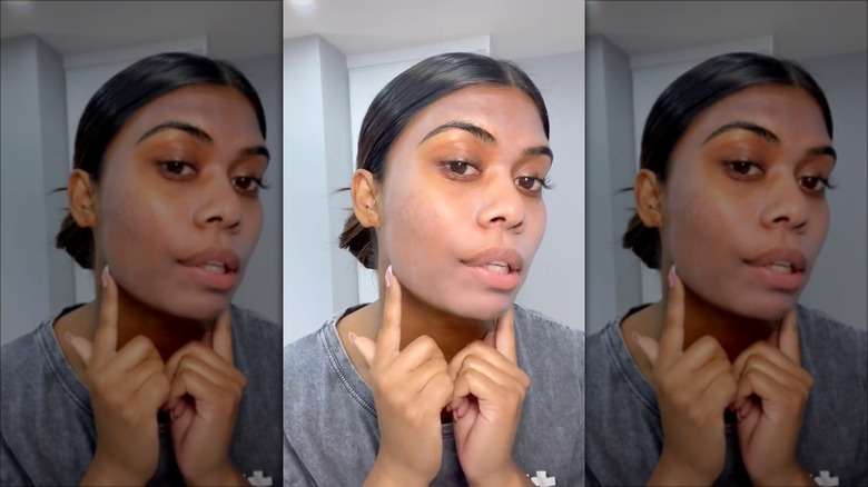 TikToker showing dried calamine lotion