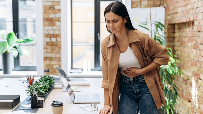 woman with period cramps