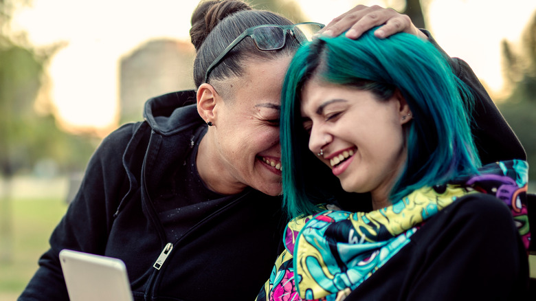 Laughing couple at a park 