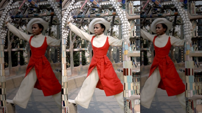 Diahann Carroll poses at Watts Tower in 1960.