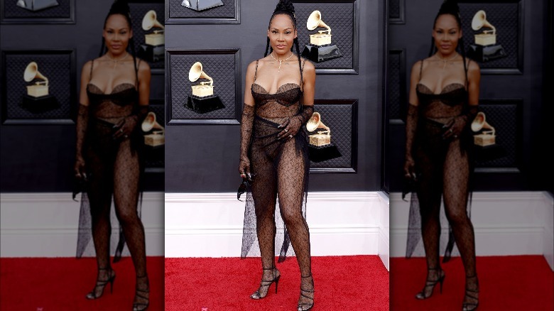 red carpet pantyhose mesh dress