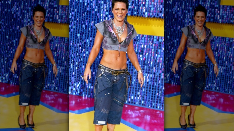 jeans crop top zippers