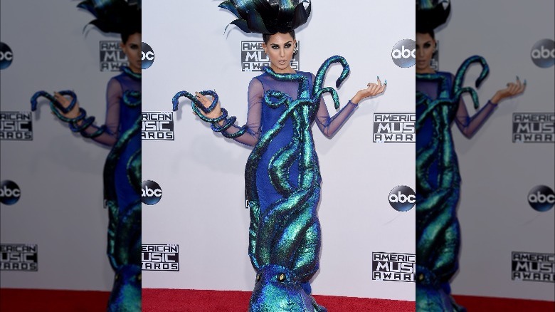 Z lala on red carpet in octopus dress