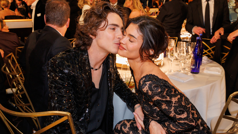 Kylie Jenner and Timothée Chalamet at the 2024 Golden Globe Awards.