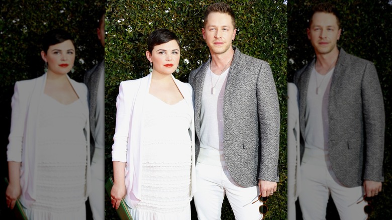 Ginnifer Goodwin wearing white and standing next to Josh Dallas