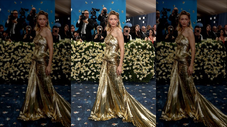 Gigi Hadid dazzles in gold at the Met Gala