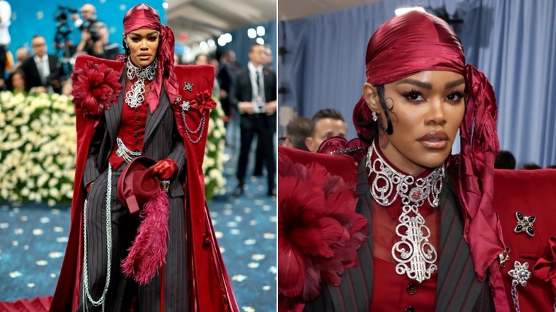 Teyana Taylor poses at the Met Gala