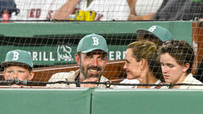 Ben Affleck and Jennifer Garner watch a game between the Boston Red Sox and the Tampa Bay Rays at Fenway Park on July 11, 2025