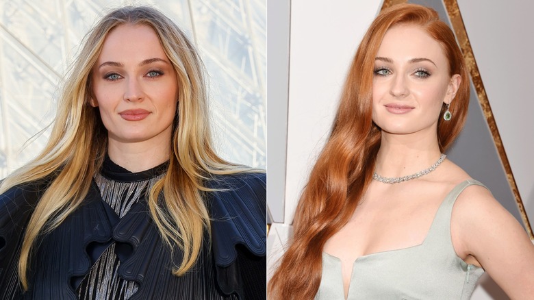 Sophie Turner in 2025 and 2016