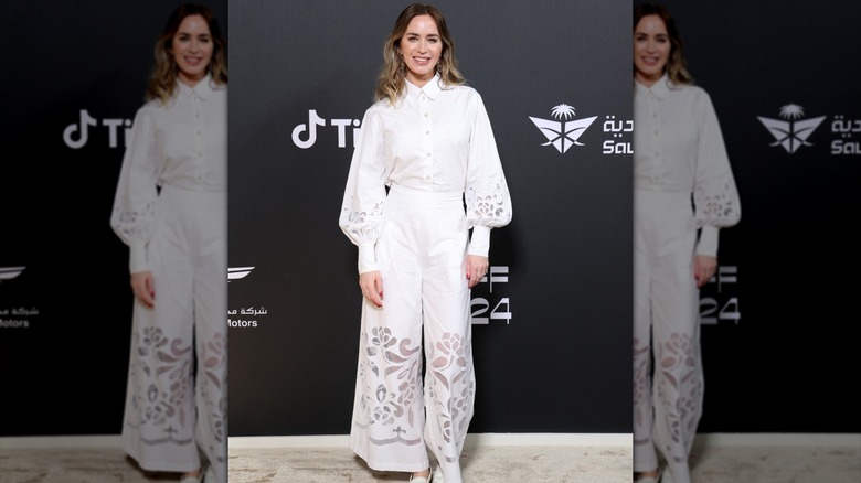 Emily Blunt in a white dress at the Variety Power of Women event in November 2023