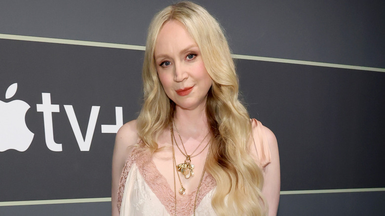 Gwendoline Christie at an industry event with red lips.