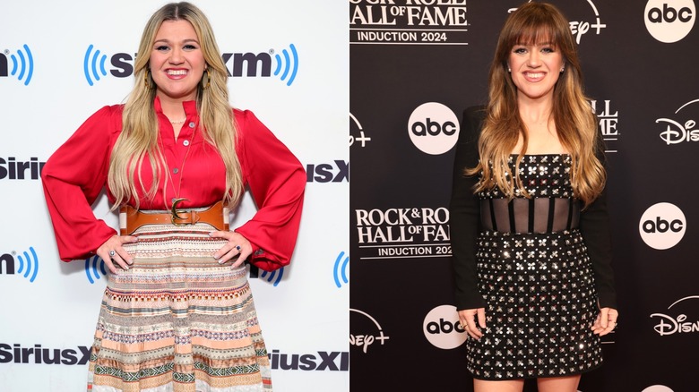 Side-by-side of Kelly Clarkson in 2023 and 2024.
