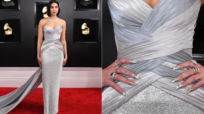 Dua Lipa at the 61st Annual GRAMMY Awards red carpet.