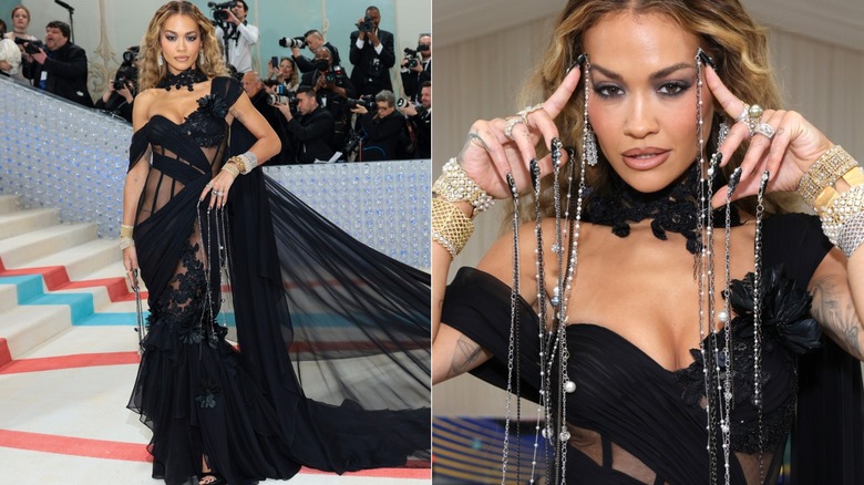 Rita Ora at The 2023 Met Gala red carpet.