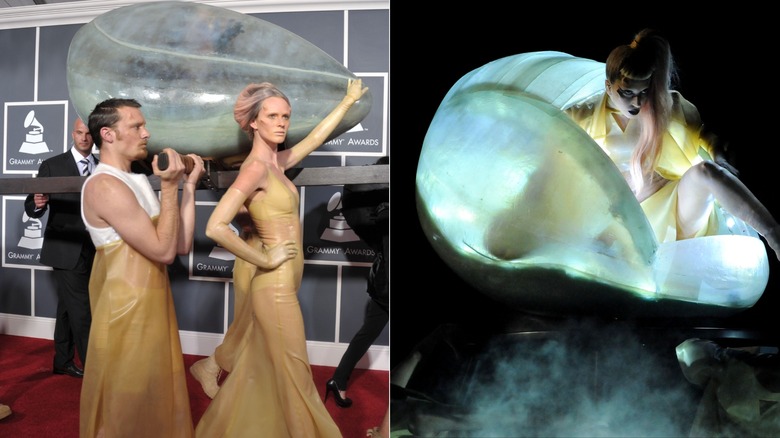 Lady Gaga at the 2011 Grammys in an egg