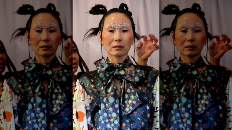 model backstage at Melke Fall 2023 show