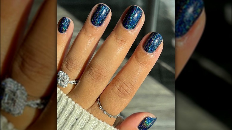Dark holographic nails